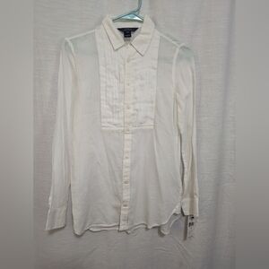 Polo Ralph Lauren girls white long sleeved button down dress shirt NWT